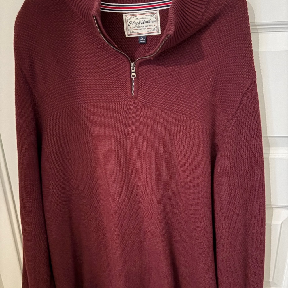 Men's Burgundy Half-Zip Sweater